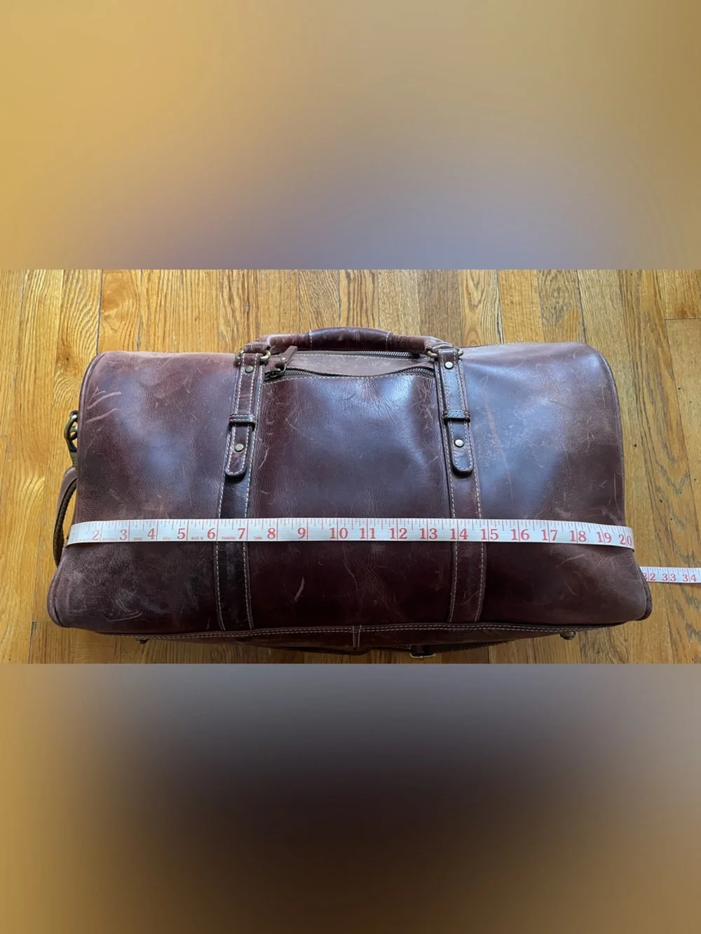 Aaron Leather Duffel Bag - Distressed Brown